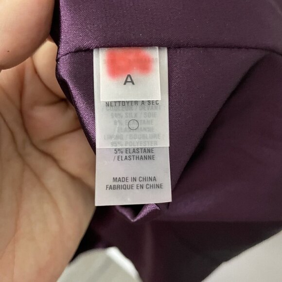 Elie Tahari Sonya Dress Sz 2 Eggplant Purple Wool Silk Fitted Cowl Neck $448 NWT - Picture 15 of 16